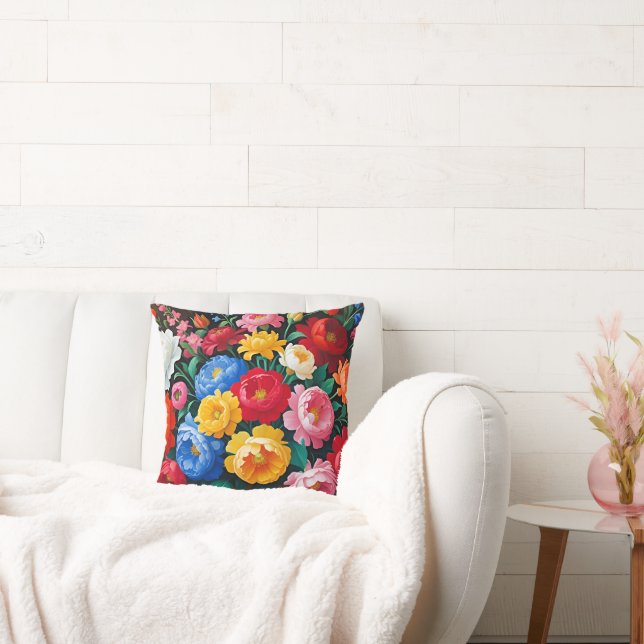 Coussin Roses vives et colorées (Canapé)