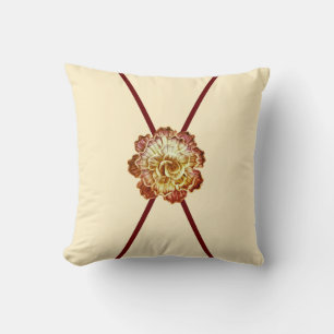 Coussin Rosette d'élégance de Bourgogne et crème (primaire