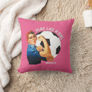 Coussin Rosie Riveter Personnalisé JOUER COMME UNE FILLE S