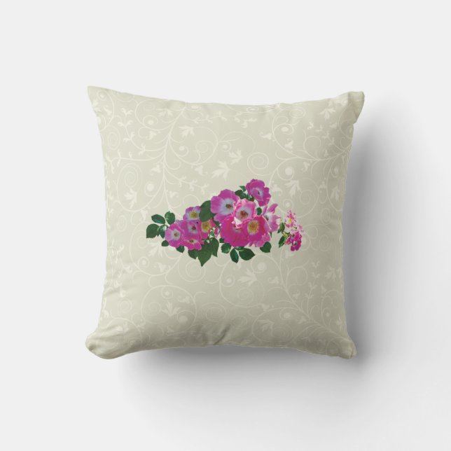 Coussin Rosier grimpant rose (Recto)