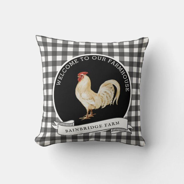Coussin Roster de style Agricole moderne Nom de famille (Recto)
