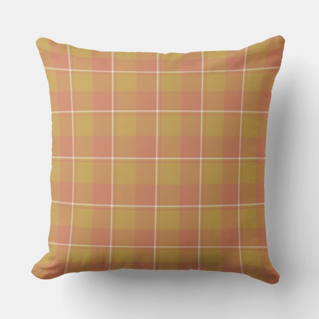 Coussin Roti Tan and Japonica Brown Plaid (Recto)