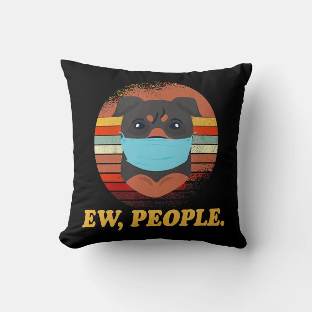 Coussin ROTTWEILER Chien Ew Chien Portant Un Masque Visage (Recto)