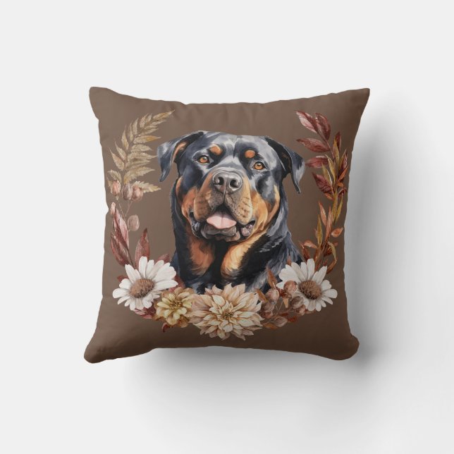 Coussin Rottweiler Dog Automne Wreath (Verso)