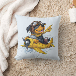 Coussin Rottweiler Dog Avion Pilote