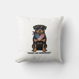 Coussin Rottweiler Patriotique Chien Héros Design Vintage_
