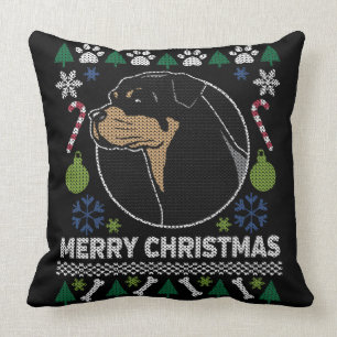 Coussin Rottweiler Rottie Joyeux Joyeux Noël Doux moche