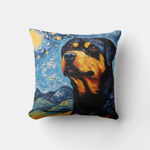 Coussin Rotweiler nuit étoilée
