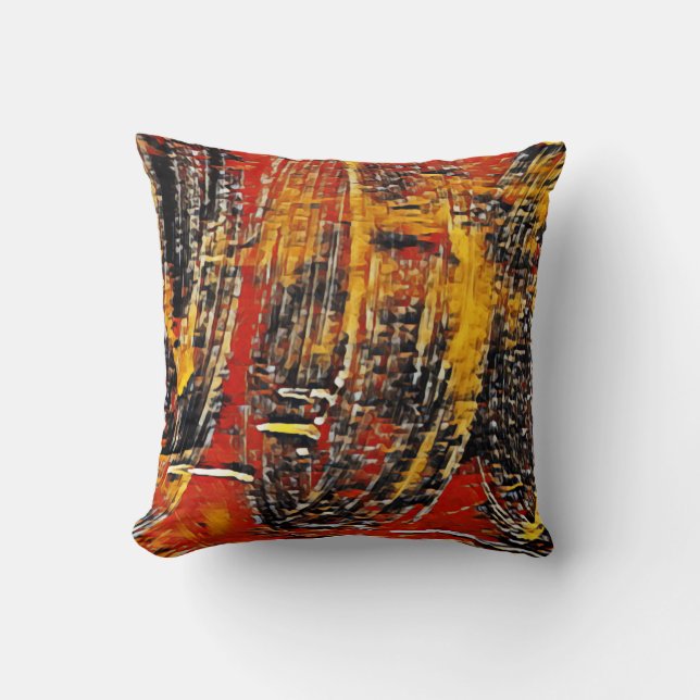 Coussin Roue circulaire Abstraite rouge rouge noir (Recto)