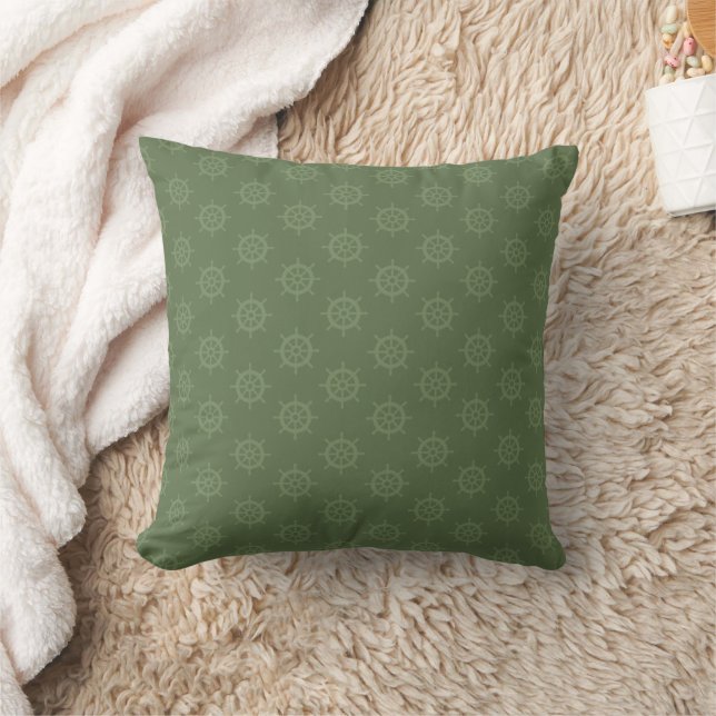 Coussin Roue de navire tonale sur vert Reseda (Couverture)
