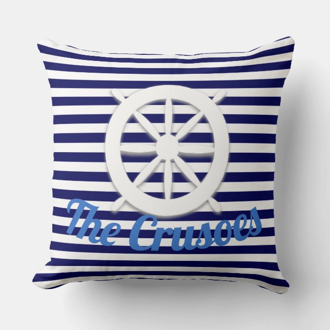 Coussin Roue du navire - Personnalisation nautique (Recto)