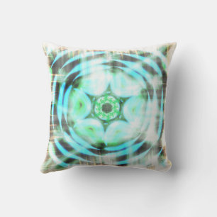 Coussin Roue Turquoise brillante sur Abstrait noir