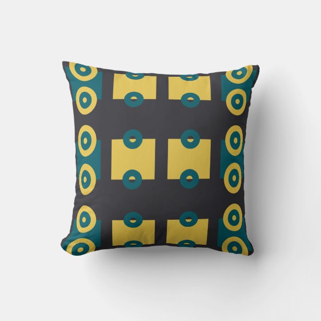 Coussin Roues de train simplifié foncé turquoise moderne (Recto)