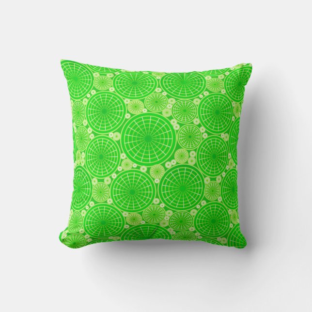 Coussin Roues imbriquées - vert citron (Recto)