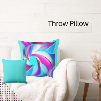 Coussin Rouge Abstrait moderne, royal et bleu aqua, rose