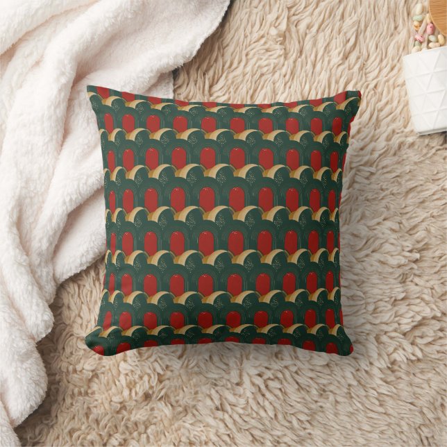 Coussin Rouge Abstrait, vert et or (Couverture)