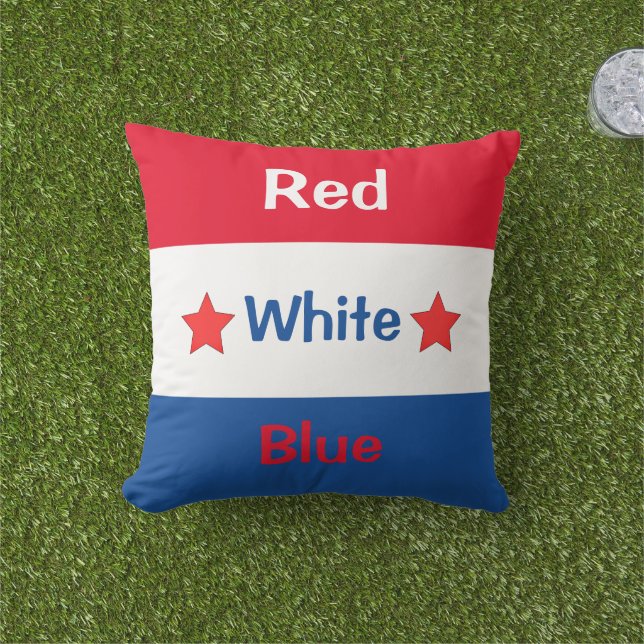 Coussin Rouge Blanc Bleu du 4 juillet (Herbe)