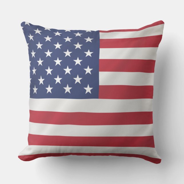 Coussin Rouge Blanc Bleu Étoiles Rayures Patriotique Moder (Recto)