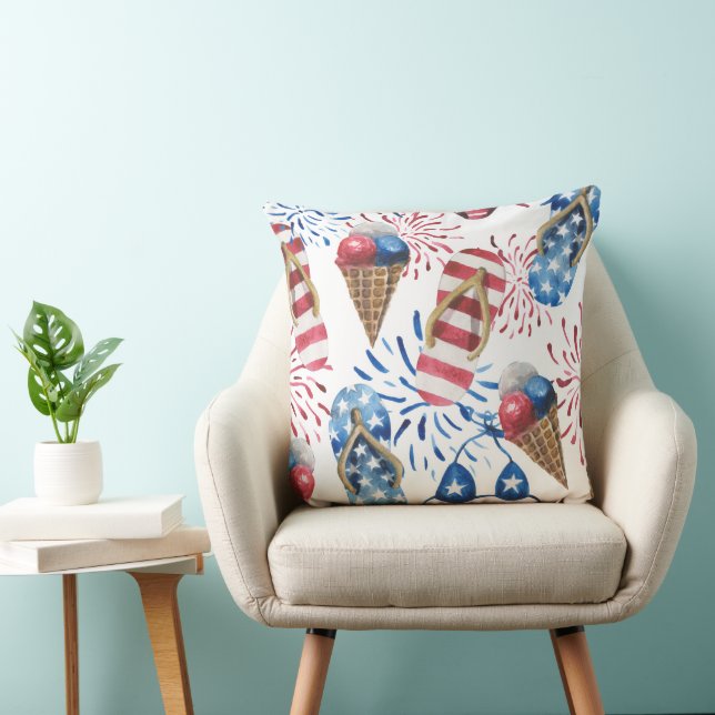 COUSSIN ROUGE BLANC BLEU PATRIOTIQUE FLOTTES CRÈME DE GLAC (Chaise)