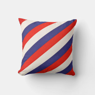 Coussin Rouge Blanc et Bleu Rayé Patriotique