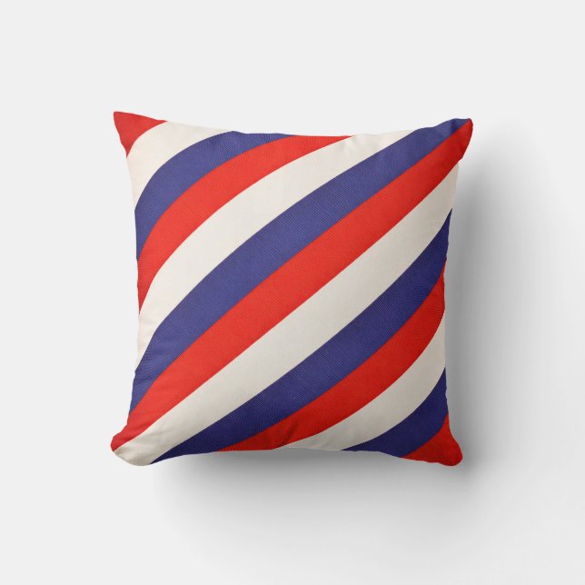 Coussin Rouge Blanc et Bleu Rayé Patriotique (Recto)