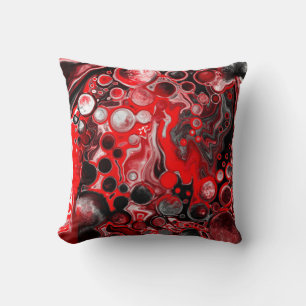 Coussin Rouge blanc et noir pour peinture effet fluid Art