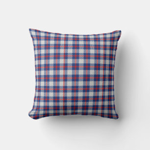 Coussin Rouge bleu blanc tartan plaid à damiers villa de c