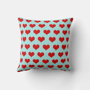 Coussin Rouge Bleu Cute Cosy Moderne Romantique Coeur Chic