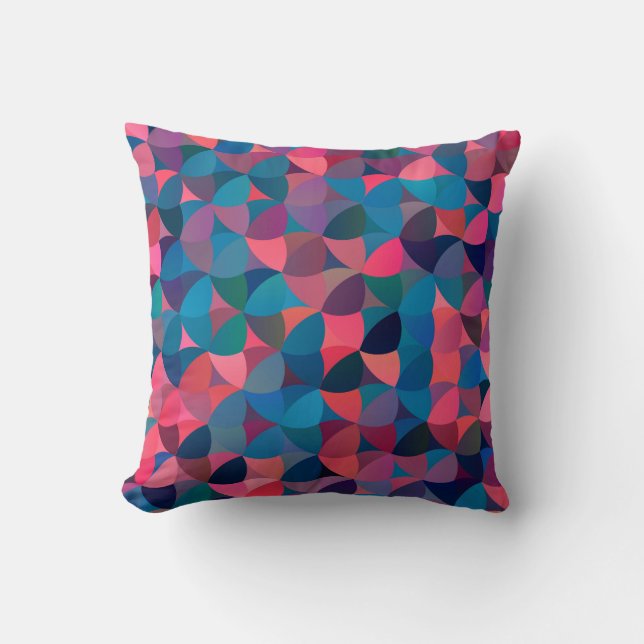 Coussin Rouge bleu foncé : géométrique Vintage (Recto)