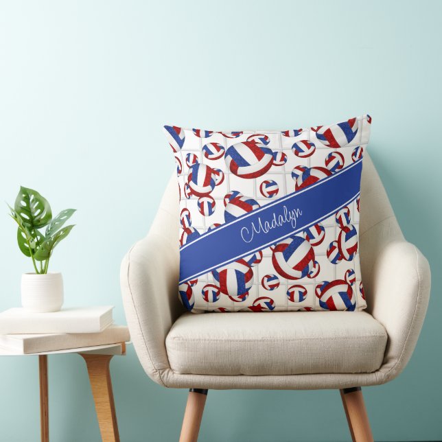 Coussin rouge bleu girly équipe couleurs volleyballs net a (Chaise)