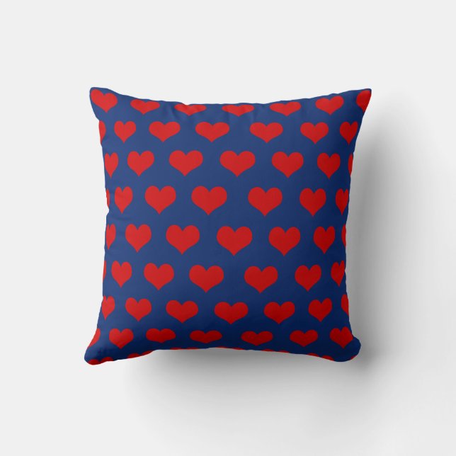 Coussin Rouge Bleu Mignon Cosy Moderne Romantique Chic Cœu (Verso)