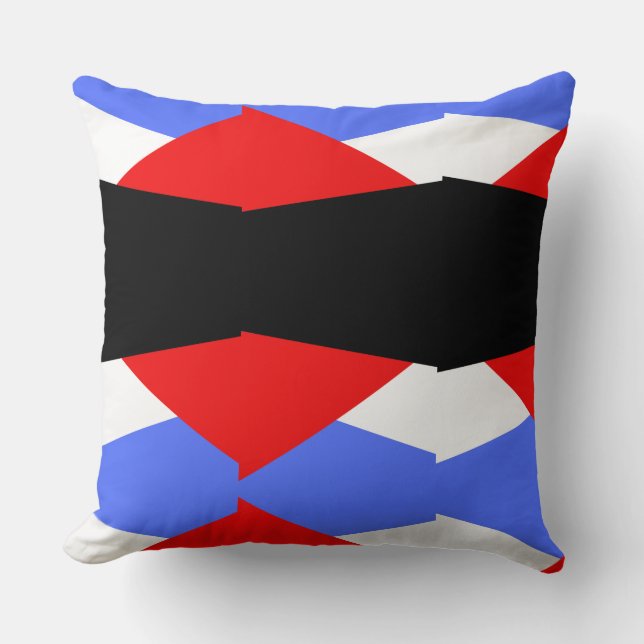 Coussin Rouge & Bleu moderne & noir & blanc bloc de couleu (Recto)