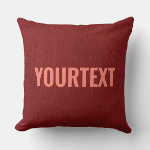 Coussin Rouge Brown cuir Look Ajouter votre texte à deux c