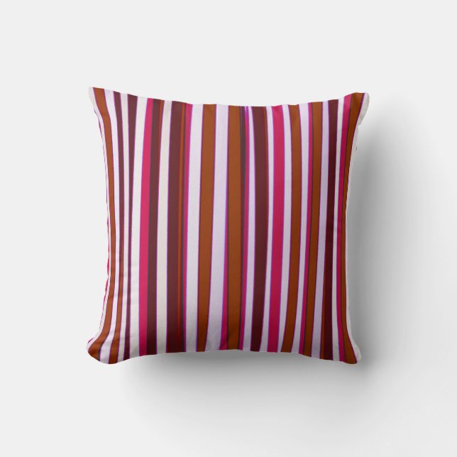 Coussin Rouge Brown rayé Abstrait peinture acrylique (Recto)