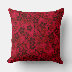 Coussin rouge brun floral rustique mode motif rétro