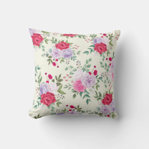Coussin rouge chic, floral rose
