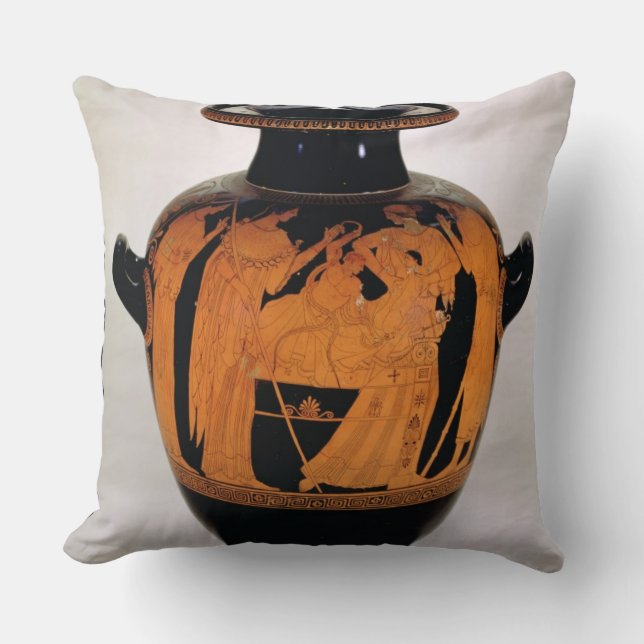 Coussin Rouge-chiffre stamnos de grenier dépeignant le (Recto)