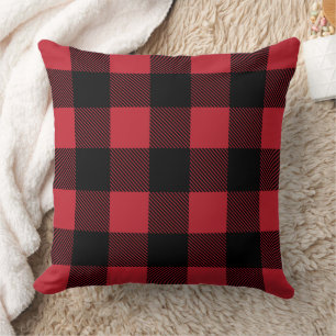 Coussin Rouge Classique Plaid de Noël Buffalo Noir