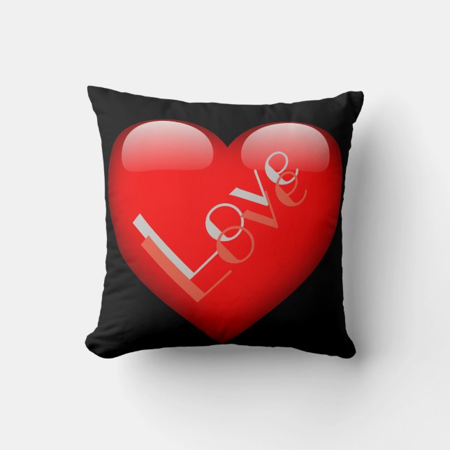 Coussin Rouge Coeur Attrayant Mariage Amour Parisien (Recto)