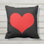 Coussin Rouge Coeur mignon Saint Valentin Couleur personna<br><div class="desc">Imprimé avec grand motif de coeur rouge en arrière - plan noir solide.</div>