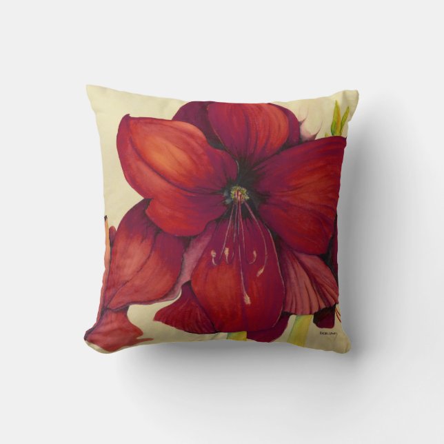 Coussin rouge d'amaryllis de Noël (Recto)