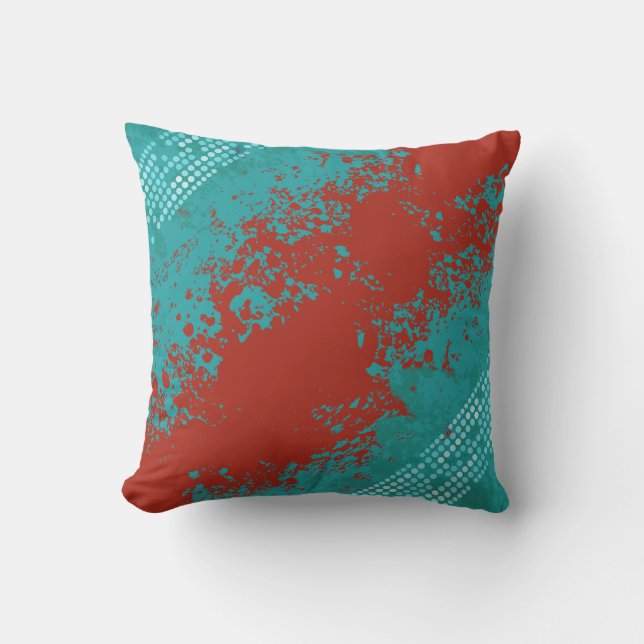 Coussin rouge de brun d'aqua de jet de mer (Recto)