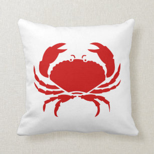 Set de 2 coussins carrés à franges esprit bord de mer crabe et homard