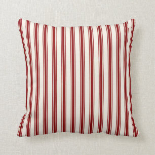 Coussin Rouge de coutil classique et crème de motif de