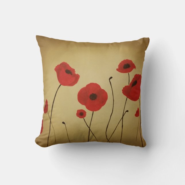 Coussin rouge de fleur de pavot (Recto)