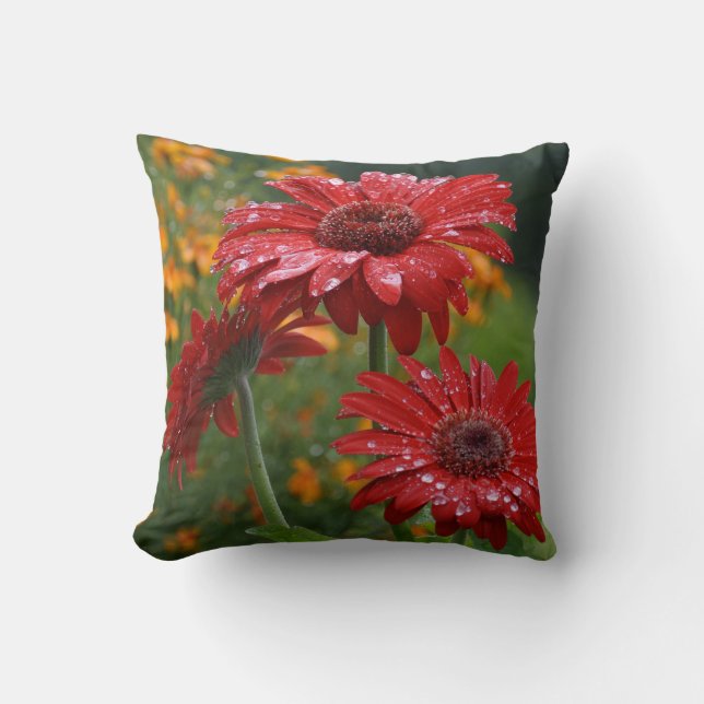 Coussin rouge de marguerite de Gerbera (Recto)