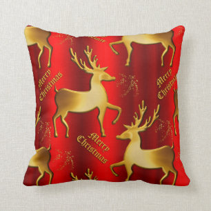 Coussin Rouge de Noël de Rinder doré