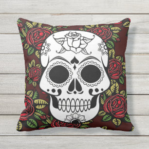 Coussin rouge de patio de coussin de rétros roses