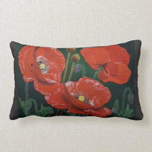 Coussin rouge de pavots