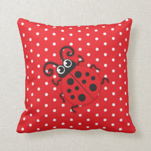 Coussin rouge de point de polka de nom de